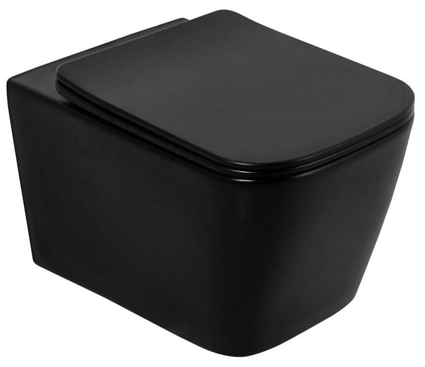 Унитаз подвесной, безободковый, 520х360мм, без сиденья, крепеж в компл., (цв.черный матовый), Ardente-C ZZ