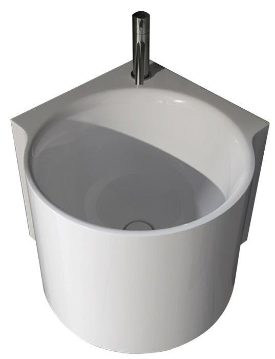 Раковина угловая 40(50,3)х40(50,3)хh37,5см, для устан.на столешн. или навесная, с д/к и и фитингом для сифона в компл., (матер. Ceramlux), Corner ZZ