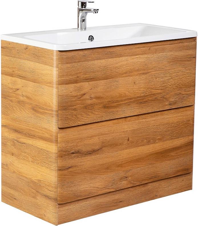 База под раковину напольная с двумя выкатными ящиками, 800х455хh835мм, без раковины, (цв.Rovere Rustico), Albano ZZ