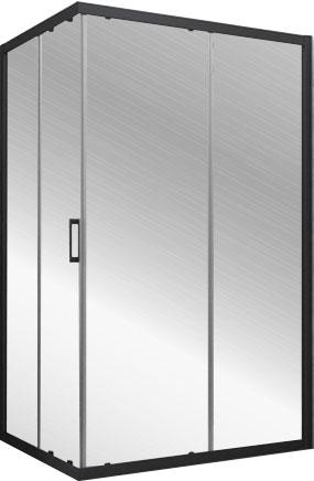 Душевое ограждение ZA NOVO h2000 120 02М 01, 120х120 см двери раздвижные,две створки из центра, профиль матовый черный, стекло прозрачное,  Покрытие,Z