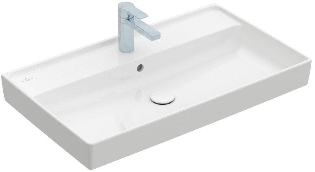 Раковина 800х470xh85(160)мм, 3 отв.д/смесителя, с переливом, для установки с мебелью, (цв.R1 white alpin cer+), Collaro KL