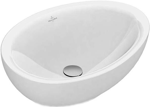 Раковина 595x440хh180мм, д/устан. на столешн., без отв.д/смес., с переливом, крепёж, стержень для д/к в компл, (цв.R1 white cer+), Aveo new gen ZZ