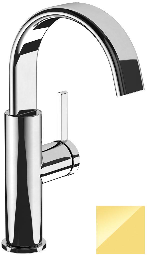 Смеситель для раковины, с боковым рычагом, закругленный излив, без д/к, (цв.English Gold), Dawn ZZ