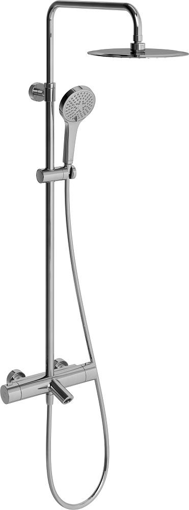 Смеситель-термостат для ванны/душа со стационарным верхним душем d250мм., душевая лейка 3 режима струи, шланг в компл., (цв.хром), Embrace Plus ZZ