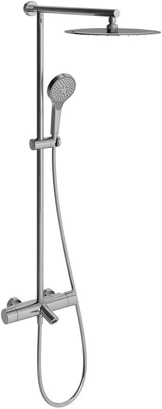 Смеситель-термостат для ванны/душа со стационарным верхним душем d300мм., душевая лейка 3 режима струи, шланг в компл., (цв.хром), Embrace Plus ZZ