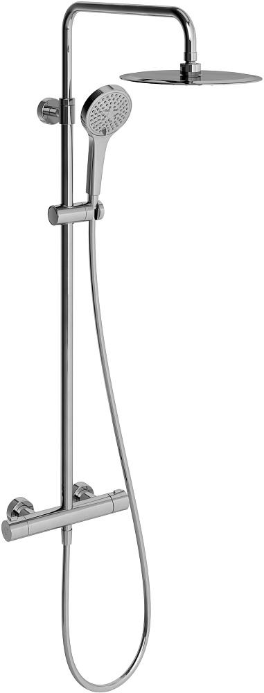Смеситель-термостат для душа со стационарным верхним душем d250мм., душевая лейка 3 режима струи, шланг в компл., (цв.хром), Embrace Plus ZZ
