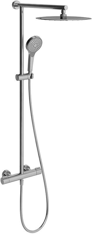 Смеситель-термостат для душа со стационарным верхним душем d300мм., душевая лейка 3 режима струи, шланг в компл., (цв.хром), Embrace Plus ZZ