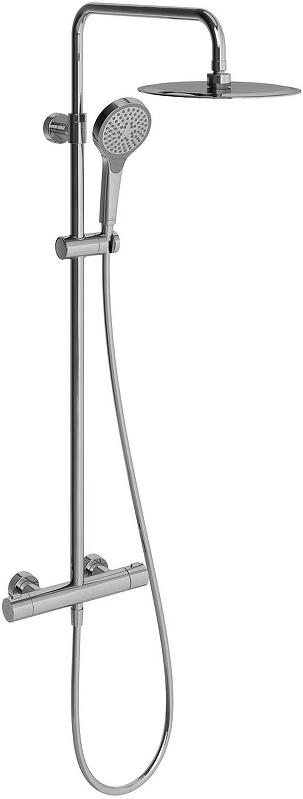Смеситель-термостат для душа со стационарным верхним душем d250мм., душевая лейка 3 режима струи, шланг в компл., (цв.хром), Embrace Plus ZZ