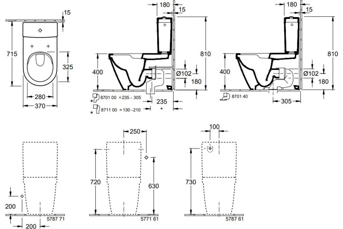 Чаша унитаза "Компакт", 370х700, (без сиденья), круглая модель, крепёж в компл., (цв. 01 white cer+), Architectura ZZ