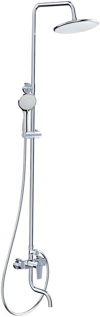 Душевая стойка, смеситель с изливом, ручной + верхний душ, шланг -150 см, цв. хром XX