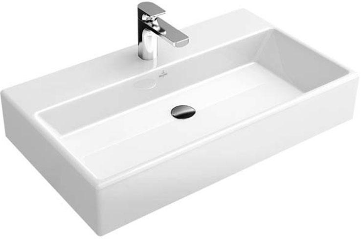 Раковина 800х470мм, 1 отв. д/смес., c переливом, для установки с мебелью, крепёж в компл., (цв. R1 White ceramicplus), Memento ZZ