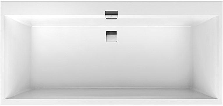 Ванна 1700х750х450мм, кварил, (цв. 01 белый), ножки пласт. h130-180мм и удлин.слив-перелив с хром и белыми накладками в компл,Squaro Edge 12 Duo  ZZ