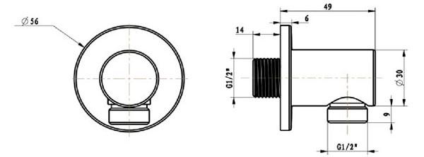 Шланговое подсоединение, круглое, 1/2, (цв.хром), V&B ZZ