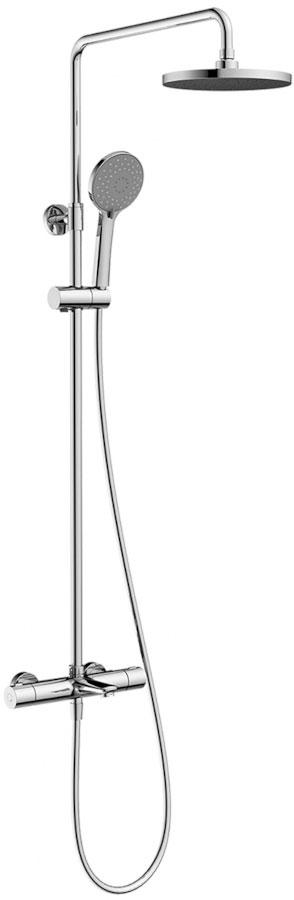 Душевая стойка (верхний душ, термостат с изливом, ручная лейка), цв.хром,  ZZ