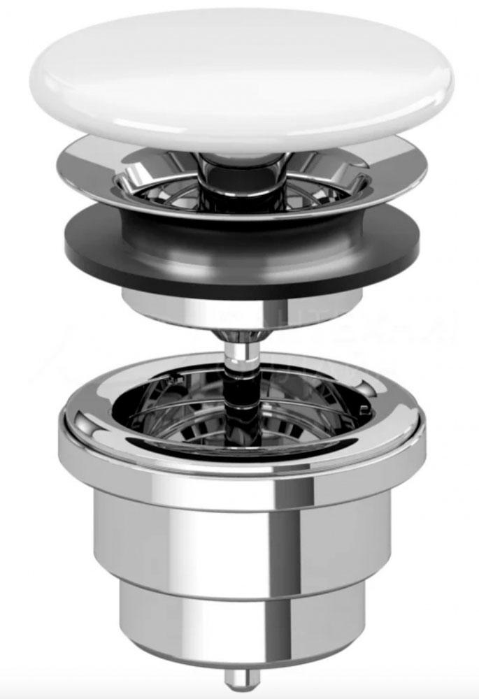 Донный клапан (незапираемый) для раковины, с плоской керамической крышкой (цв. RW Stone White Cer+), V&B ZZ