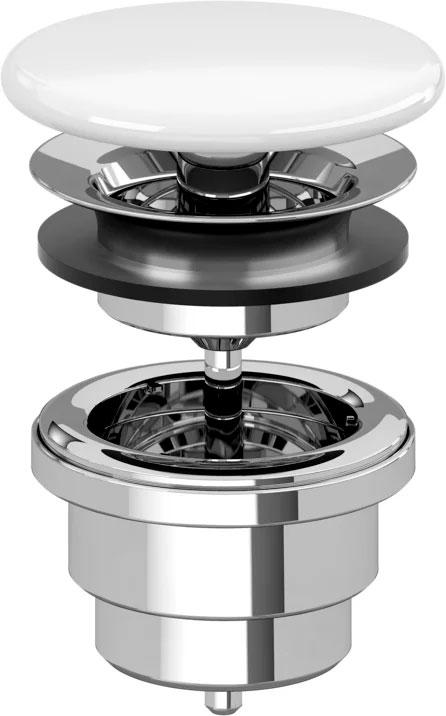 Донный клапан (незапираемый) для раковины, с плоской керамической крышкой (цв. 01 white), V&B ZZ