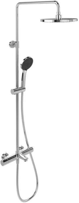 Душевая стойка (верхний душ, термостат с изливом, ручная лейка), цв.хром/черный,  ZZ