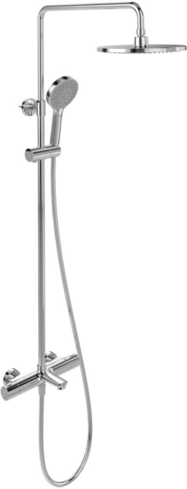 Душевая стойка (верхний душ, термостат с изливом, ручная лейка), цв.хром,  ZZ