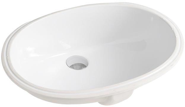 Раковина встраиваемая в столешницу снизу 570х400мм, без отв. д/смес., с переливом, БЕЗ креплений арт.ACA001, (цв. белый), Diana