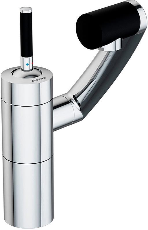 Смеситель для раковины, поворотный излив 186мм, (корпус цв.хром, ручка цв.чёрный), Arc