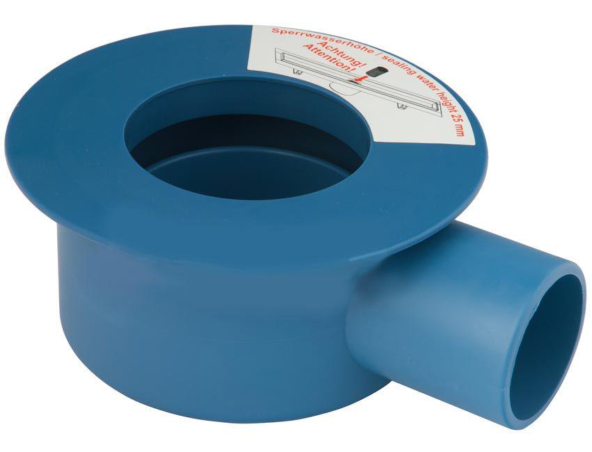 Сифон для дренажного канала, выход вбок DN 50 мм, 0,65л/с, общая h с дренаж. каналом и решёткой 90мм, Tece