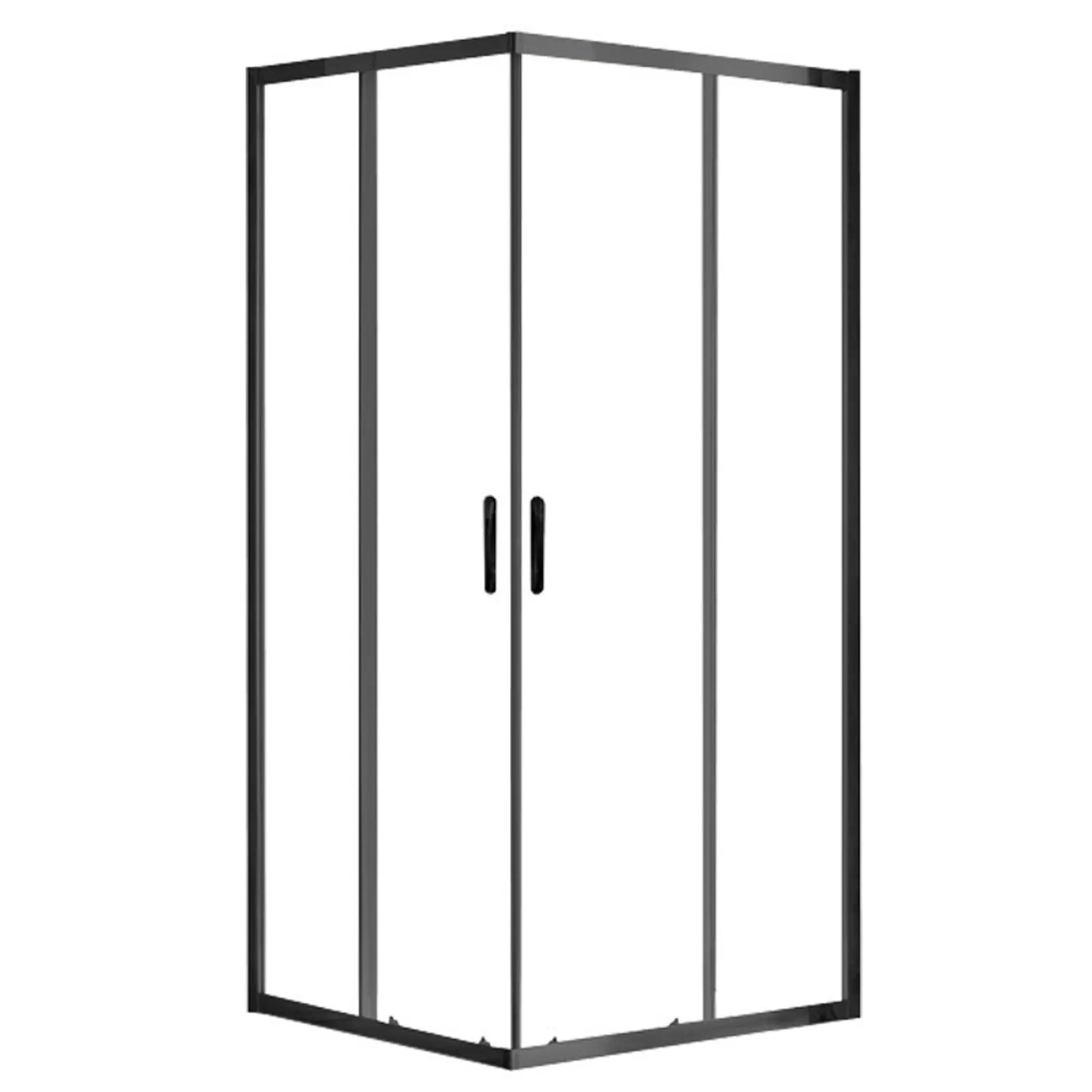 Душевое ограждение AZARIO 900х900х2000, БЕЗ ПОДДОНА, прозрачное стекло 6 мм, цвет профиля черный,  ZZ