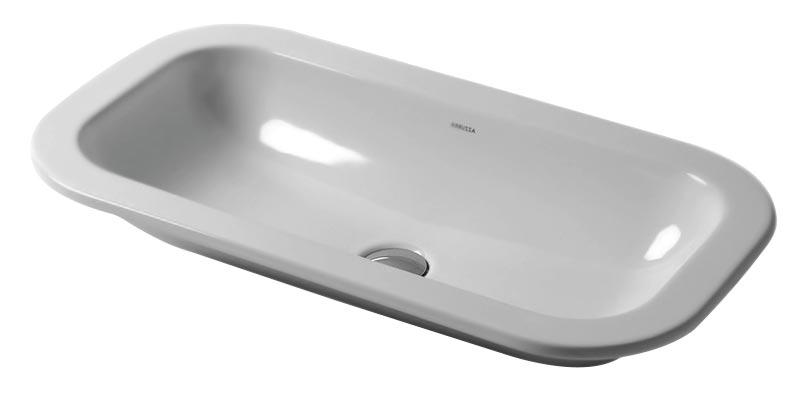 Раковина встраиваемая в столешницу снизу, без отв. для смесителя, без перелива, 60(69)х30(38)хh11,5(14)см, (цв. белый), Glaze ZZ