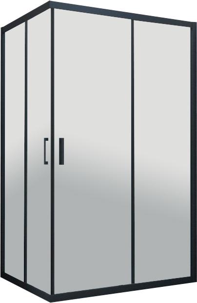 Душевое ограждение ZA-F, 90x80x200 cм,  профиль черный матовый, стекло прозрачное,  покрытие BriteGuard ZZ