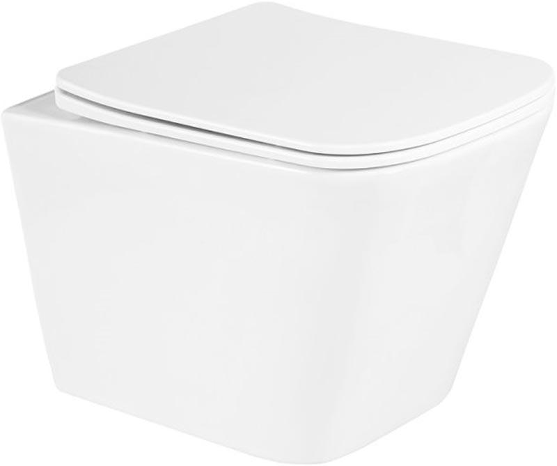 Унитаз подвесной, безободковый, 480х350хh363мм, сиденье с микролифтом, крепеж в компл., Due ZZ