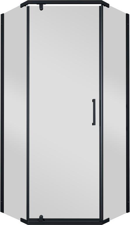 Душевая уголок Дека-Блэк, 90х90х207 см, БЕЗ креплений к стене, поддон и сифон в компл., профиль - черный матовый, ZZ