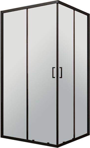 Душевой уголок 900x900x1950 раздвижной квадратный стекло-прозрачное, профиль черный, стекло прозрачное, ZZ