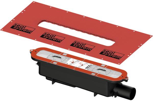 Сифон для дренажного профиля, выход вбок 50 мм, 0,6-0,8л/с, h95мм, с гидроизол.манжетой, БЕЗ опор арт. 674000, Тесе ZZ