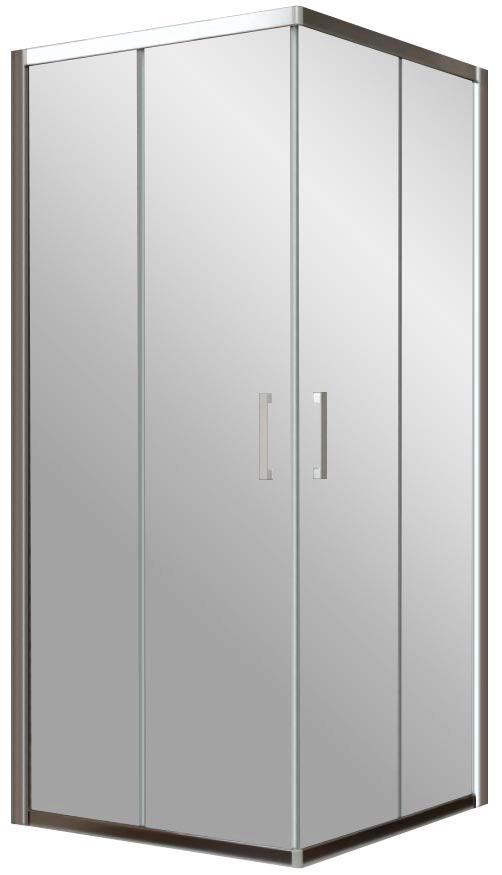 Душевое ограждение ZA 100*100*190 см, двери раздвижные, БЕЗ поддона, профиль матовый хром, стекло прозрачное ZZ