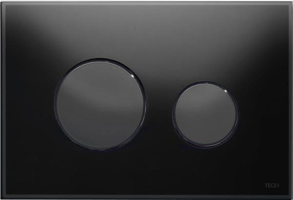 Панель смыва с двумя клавишами, для застенного модуля д/унит., д/горизонт/вертик. установки, (стекло чёрное, клавиши цв. чёрный), TECEloop ZZ