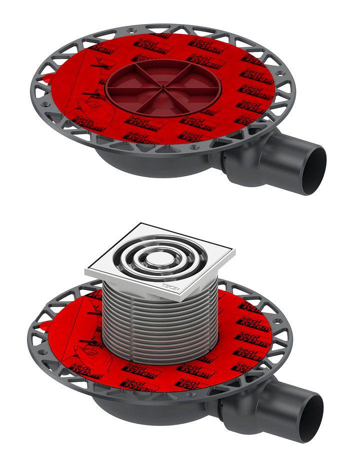 Сифон дренажный, низкий h=66мм, выход горизонтальный DN 50 мм, 0,61-1,15л/с, БЕЗ декор. решетки, Tece ZZ