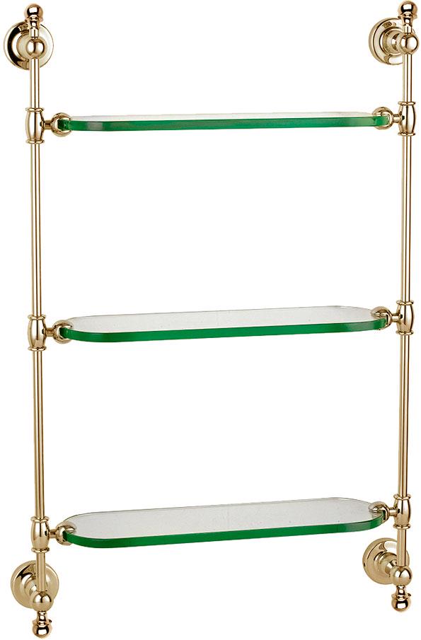 Полочка стеклянная, тройная, настенная, 43х13хh66см, (цв.золото), Serena ZZ