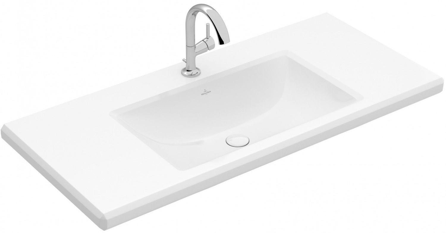 Раковина 1000х540мм, 1 отв. д/смес., с переливом, для установки с мебелью, (цв. R1 white cer+), Antheus ZZ