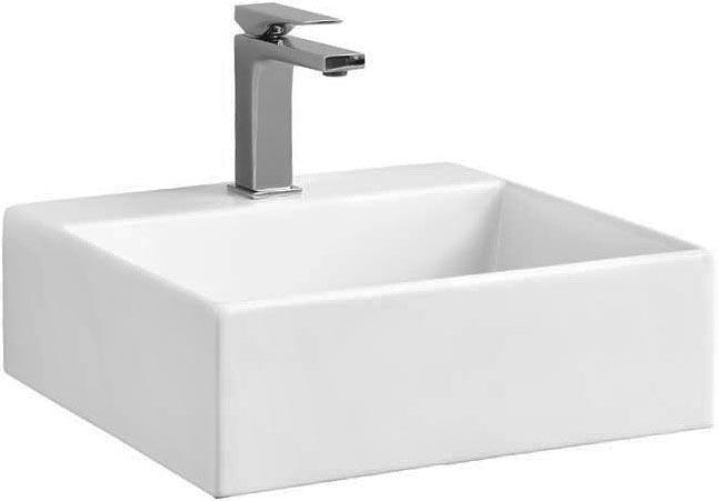 Раковина подвесная/накладная на столешницу, прямоугольная, 400х380хh130мм, с 1 отв.д/смесит., с переливом, без крепл., (цв. белый), Quadro ZZ