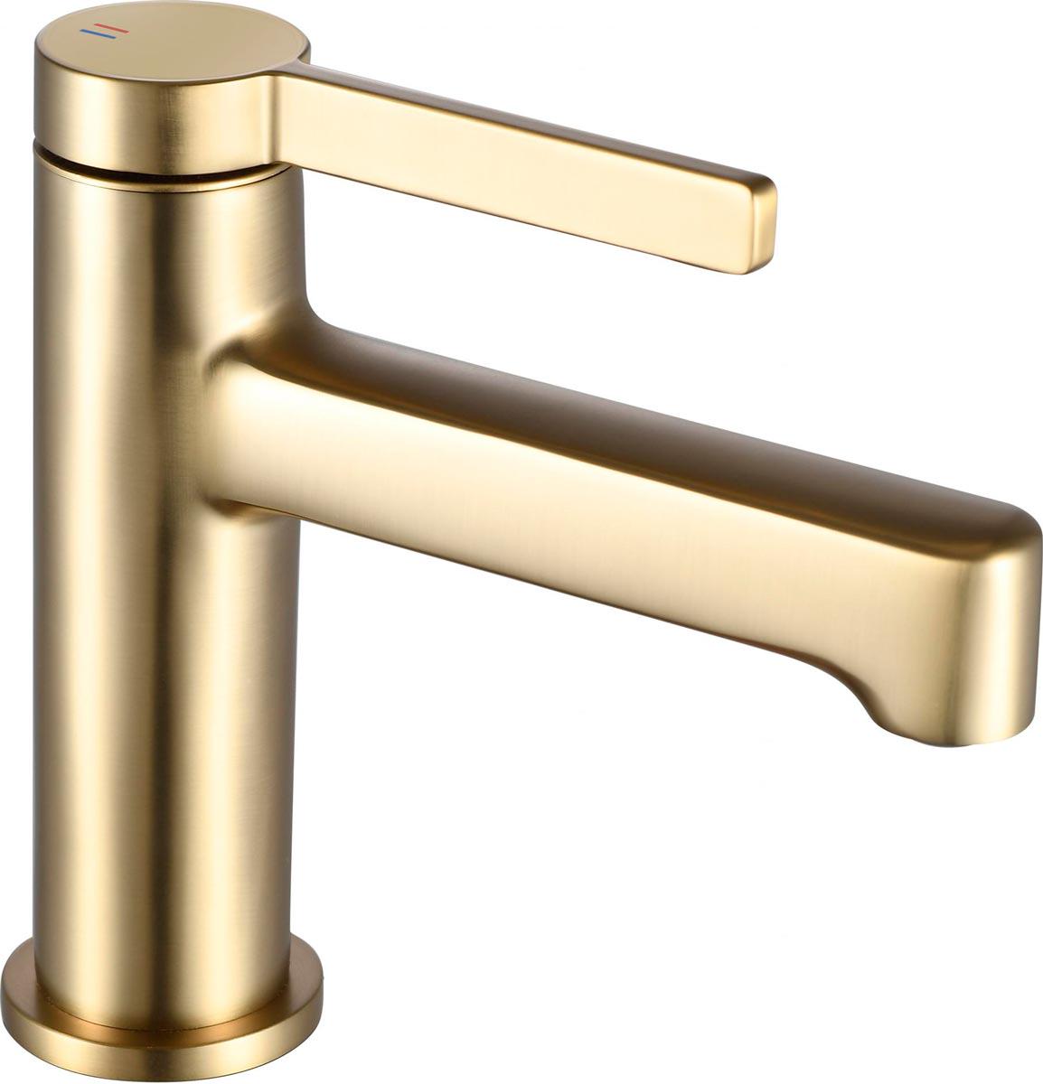 Смеситель для раковины, без донного клапана, цв.матовое золото