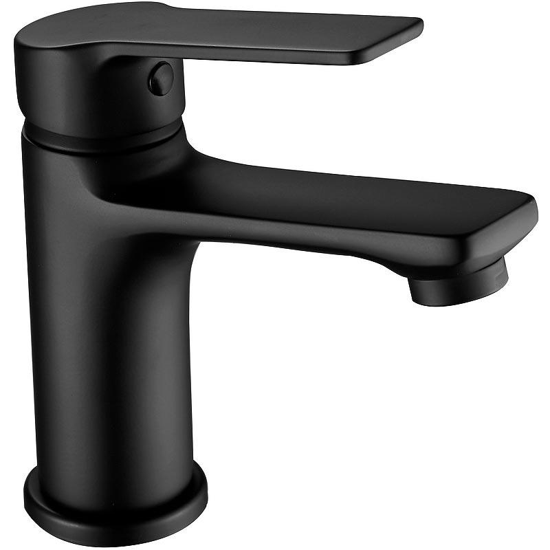 Смеситель для раковины, без донного клапана, цв.черный матовый