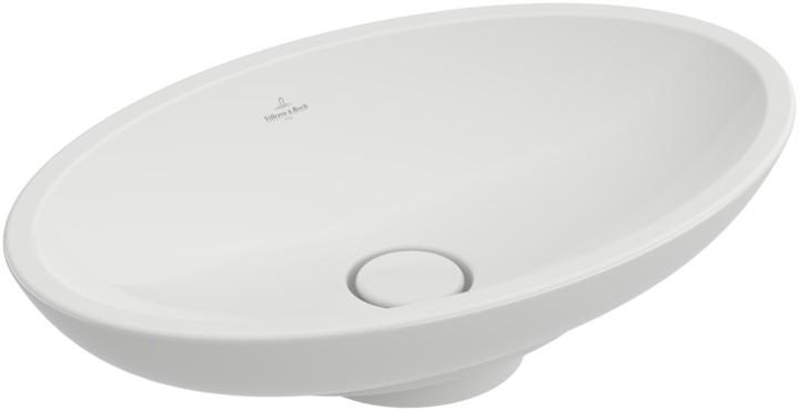 Раковина 585х380мм, для устан. на столешницу, с переливом, керам.пробка,металл.стержень д/пробки,креп,шаблон в комп,(цв.R1 white cer+)Loop & FriendsZZ