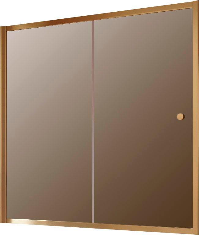 Шторка на ванну ZV, 200x140 см, раздвижная, профиль бронза, стекло бронза, ручки knob ZZ