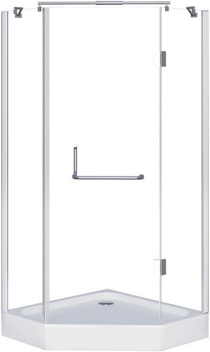 Душевое ограждение 90x90х185 см, распашная дверь, профиль белый, стекло прозрачное, без поддона ZZ