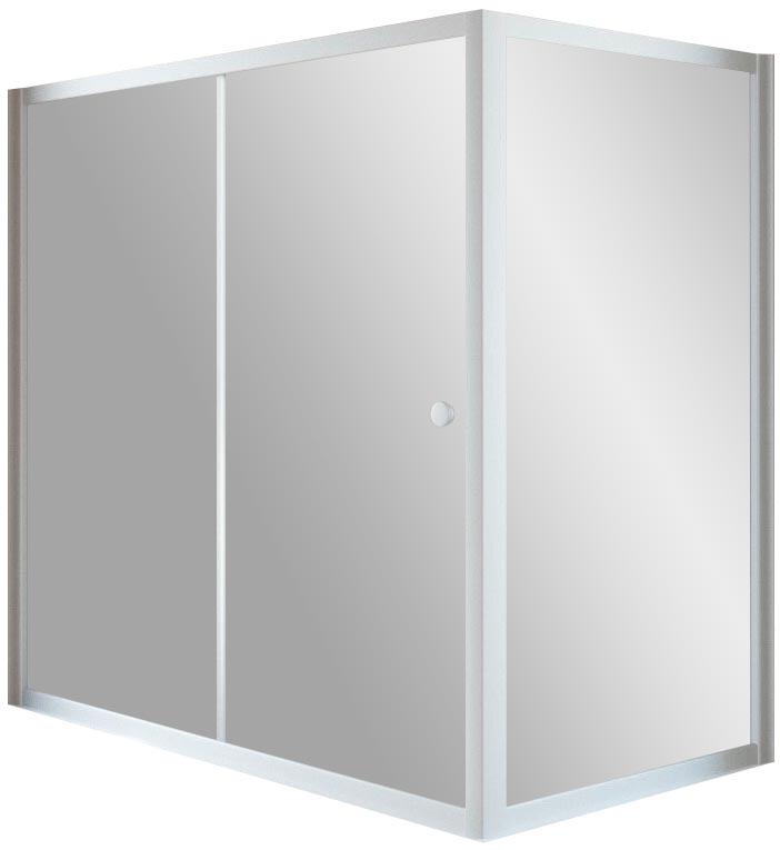 Шторка на ванну ZV+ZVF, 118x75x140 см, раздвижная с неподвижной боковой стороной, профиль хром матовый, стекло сатин, ZZ