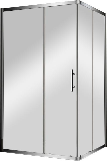 Душевой угол Veconi RV-30, прямоугольный, раздвижной, стекло прозрачное/6мм, проф. хром, ZZ