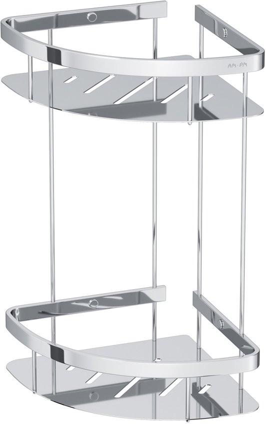 Полка для душа угловая двухъярусная, хром, ZZ