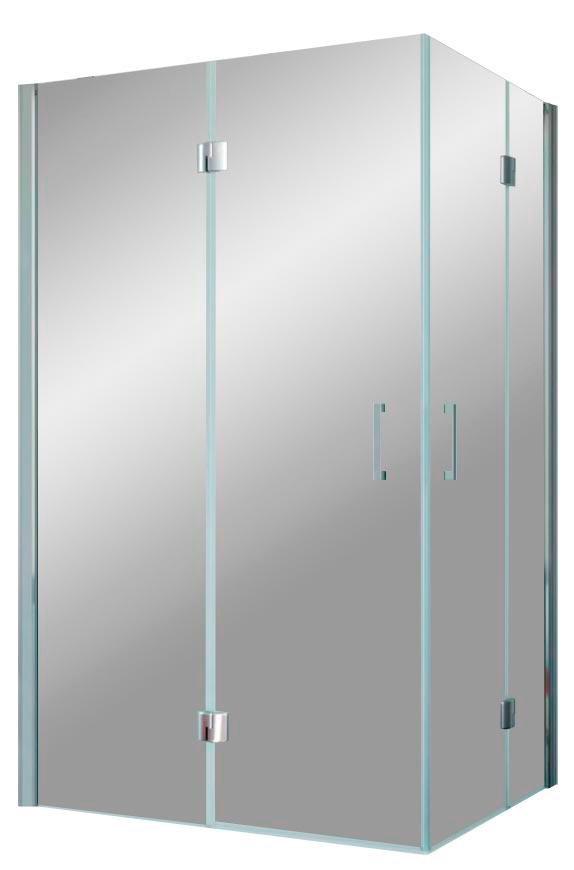 Душевое ограждение AFA-F 110x80x190 см, левое, угловое прямоугольное, двери распашные, профиль матовый хром, стекло прозрачное ZZ