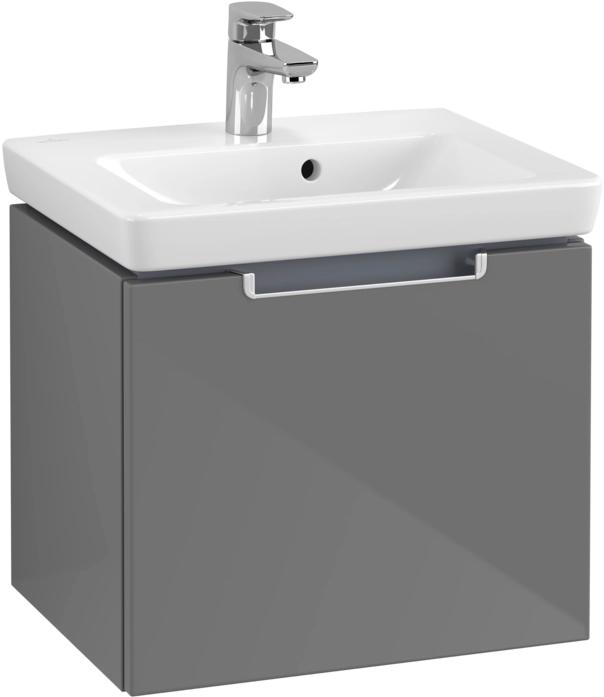 Тумба 485хh420х379мм, д/раковины 500мм, (1 выдв.отдел., 1 контейнер д/аксес., крепёж в комп., (цв.FP серый глянц., ручки серебр.матовое),Subway 2.0 ZZ