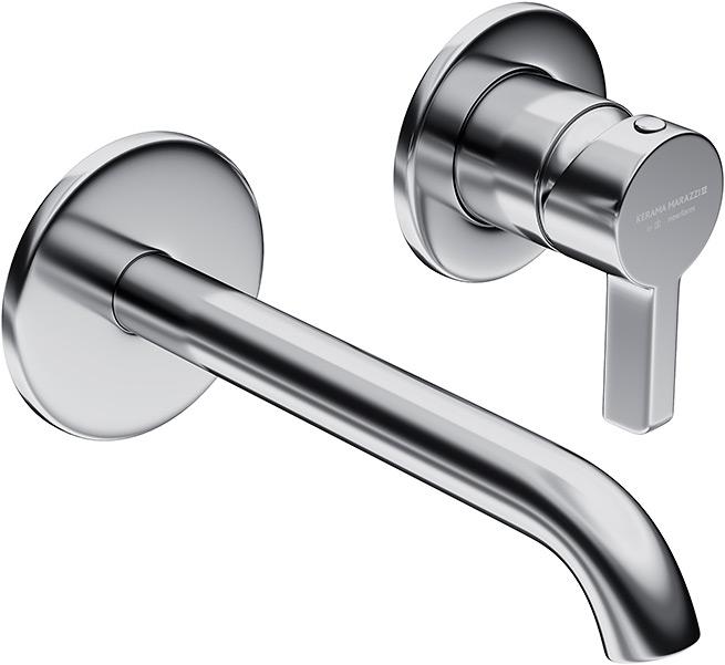 Смеситель для раковины LINEA, встраиваемый на два отверстия, однорычажный настенный, БЕЗ внутренней части, хром глянец, ZZ