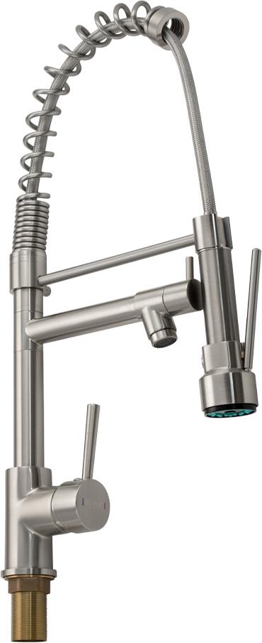 Смеситель для кухни, гибкий излив, цв.сатин ZZ